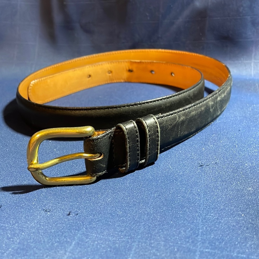 Coach black leather belt 6600 w/ brass buckle 32” | 80cm